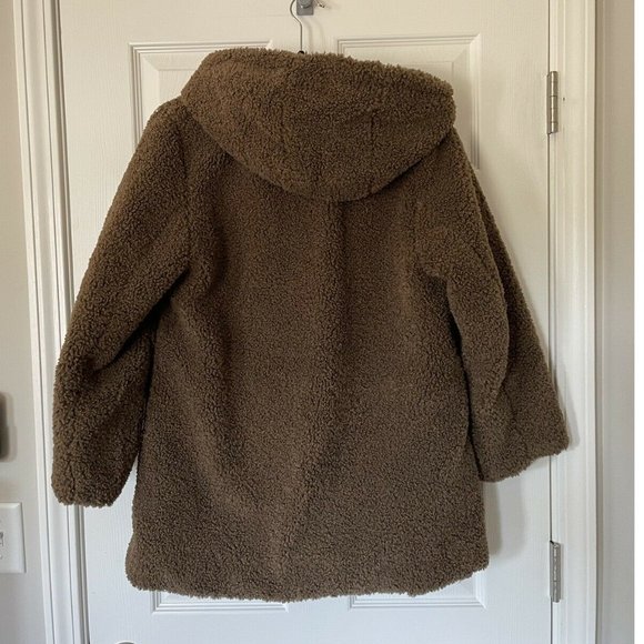 NWOT Zara Kids Brown Teddy Hooded Coat - Picture 3 of 5